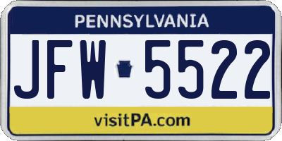 PA license plate JFW5522