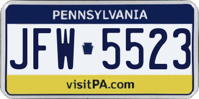 PA license plate JFW5523