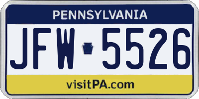 PA license plate JFW5526