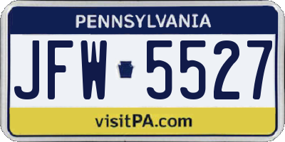 PA license plate JFW5527