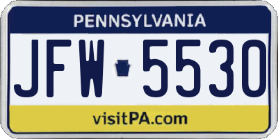 PA license plate JFW5530