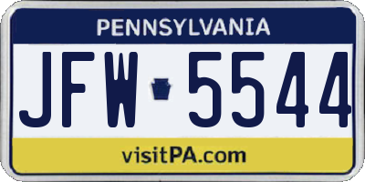 PA license plate JFW5544
