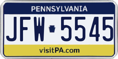 PA license plate JFW5545