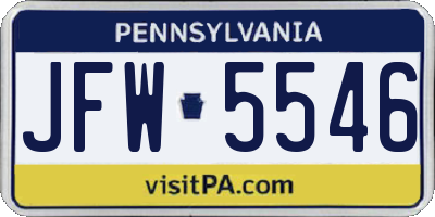 PA license plate JFW5546