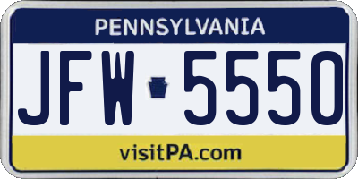 PA license plate JFW5550