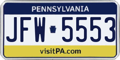 PA license plate JFW5553