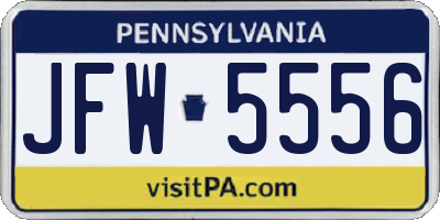 PA license plate JFW5556