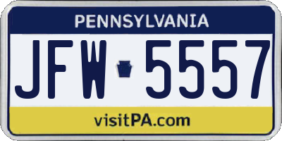 PA license plate JFW5557