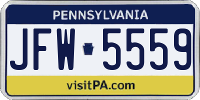PA license plate JFW5559