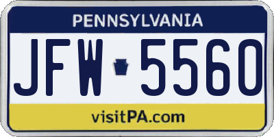 PA license plate JFW5560