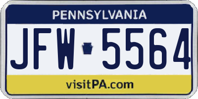PA license plate JFW5564