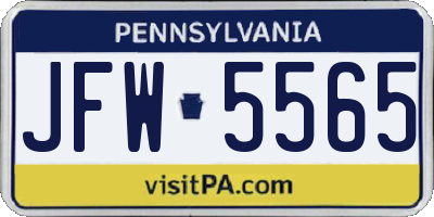 PA license plate JFW5565