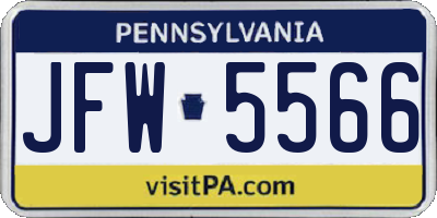 PA license plate JFW5566