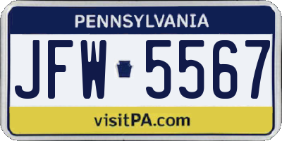 PA license plate JFW5567