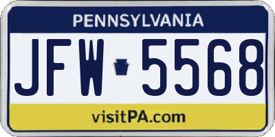 PA license plate JFW5568