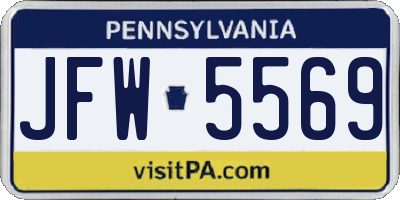 PA license plate JFW5569