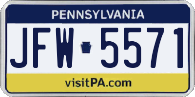 PA license plate JFW5571