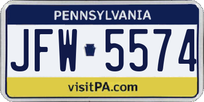 PA license plate JFW5574