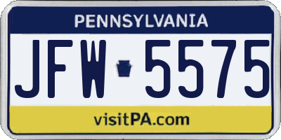 PA license plate JFW5575