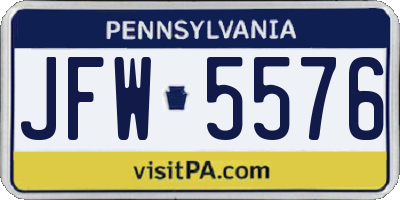 PA license plate JFW5576