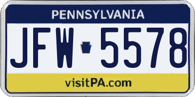 PA license plate JFW5578