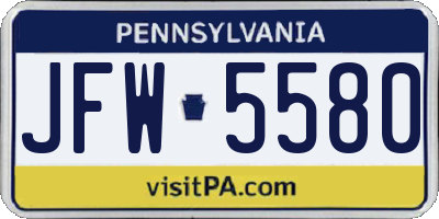 PA license plate JFW5580