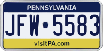 PA license plate JFW5583