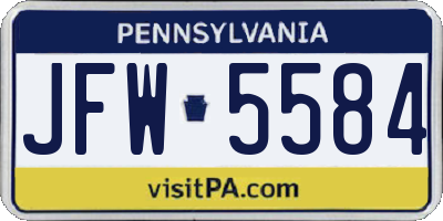PA license plate JFW5584