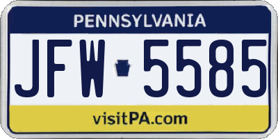 PA license plate JFW5585