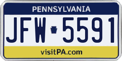 PA license plate JFW5591