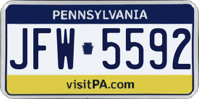 PA license plate JFW5592