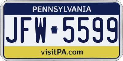 PA license plate JFW5599