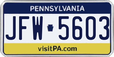 PA license plate JFW5603