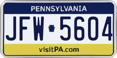 PA license plate JFW5604