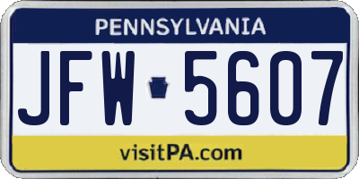 PA license plate JFW5607