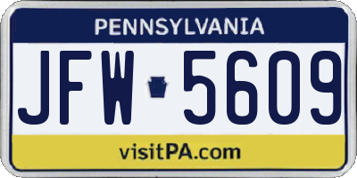 PA license plate JFW5609