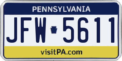 PA license plate JFW5611