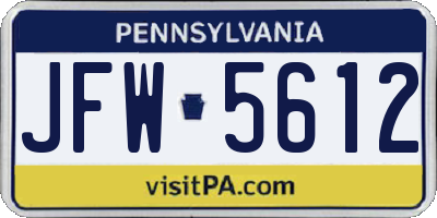 PA license plate JFW5612