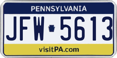 PA license plate JFW5613