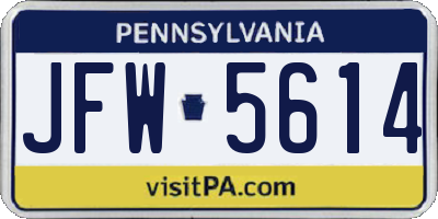 PA license plate JFW5614
