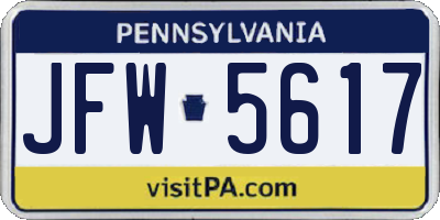 PA license plate JFW5617
