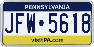 PA license plate JFW5618