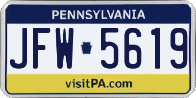 PA license plate JFW5619