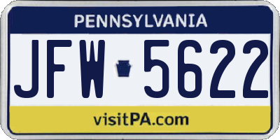 PA license plate JFW5622
