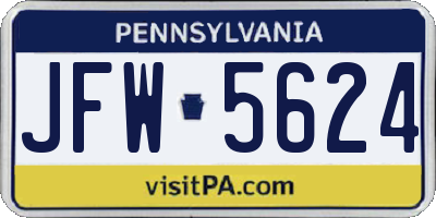 PA license plate JFW5624