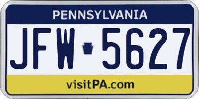 PA license plate JFW5627