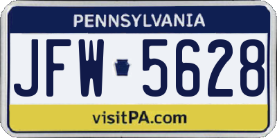 PA license plate JFW5628