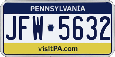 PA license plate JFW5632
