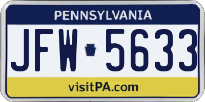 PA license plate JFW5633