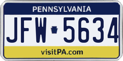 PA license plate JFW5634